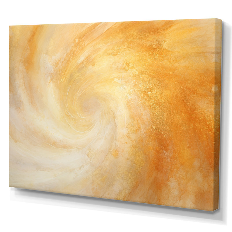 «Champagne Sunrise Spiral», art abstrait sur toile, Toile tendue, H 12 po x l 20 po x P 1 po