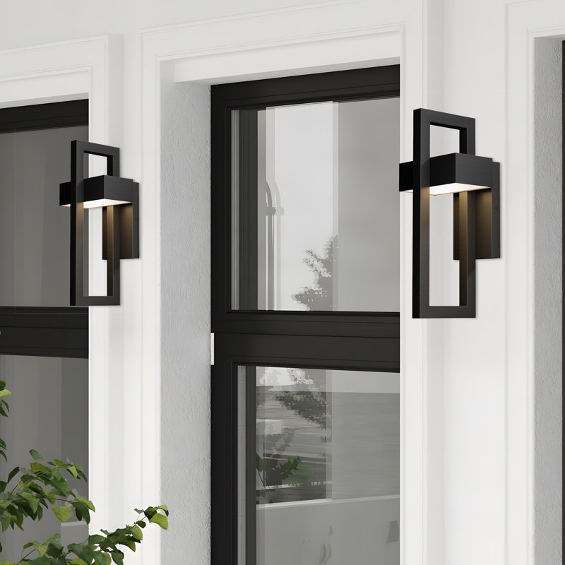  Almantas Wrought Iron LED Outdoor Wall Light, Matte Black, 16.5" H x 7.1" W x 6.7" D