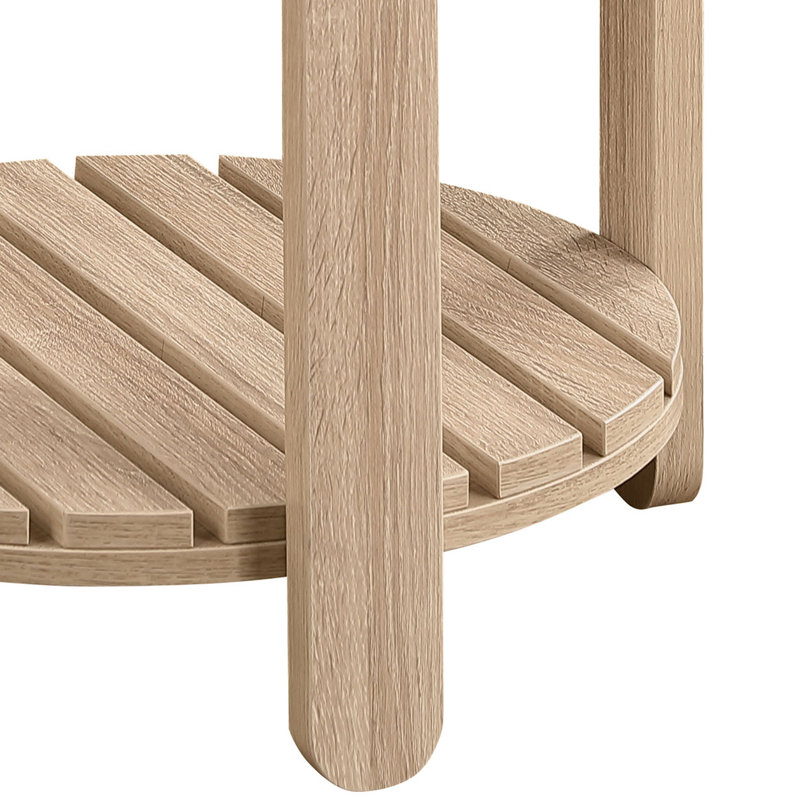 Table de bout ronde en bois d'ingénierie à 1 tablette Jerritt Naturel