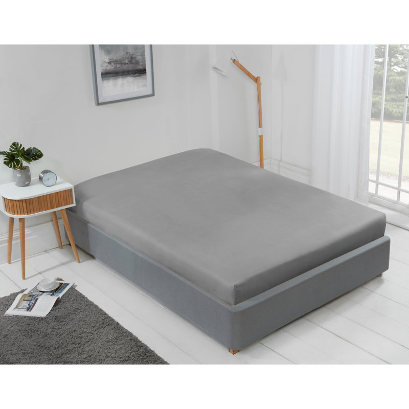 Kellan Sateen Fitted Sheet, Kingsize (5'), Silver