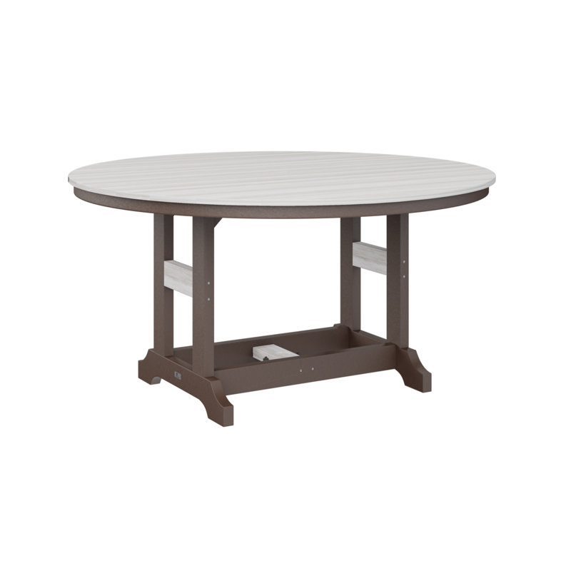 Garden Classic Outdoor Round Bar Table, Seashell, Weatherwood