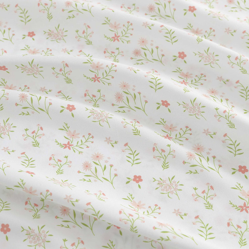 Ensemble de draps Martha Stewart Ditsy, Ensemble de draps pour grand lit avec 3 pièces su, Rose