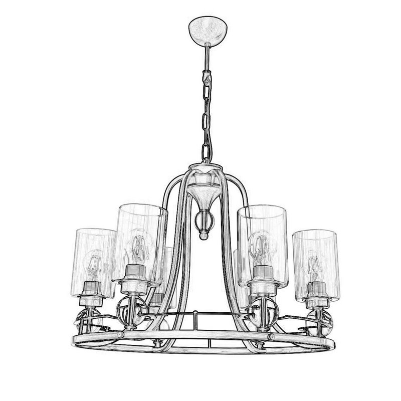 Lustre en roue de chariot à 6 lumières