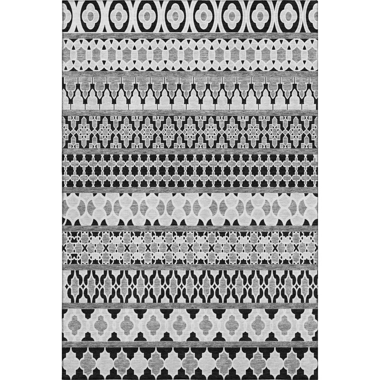 Premium Machine Washable Prisco Black Rug