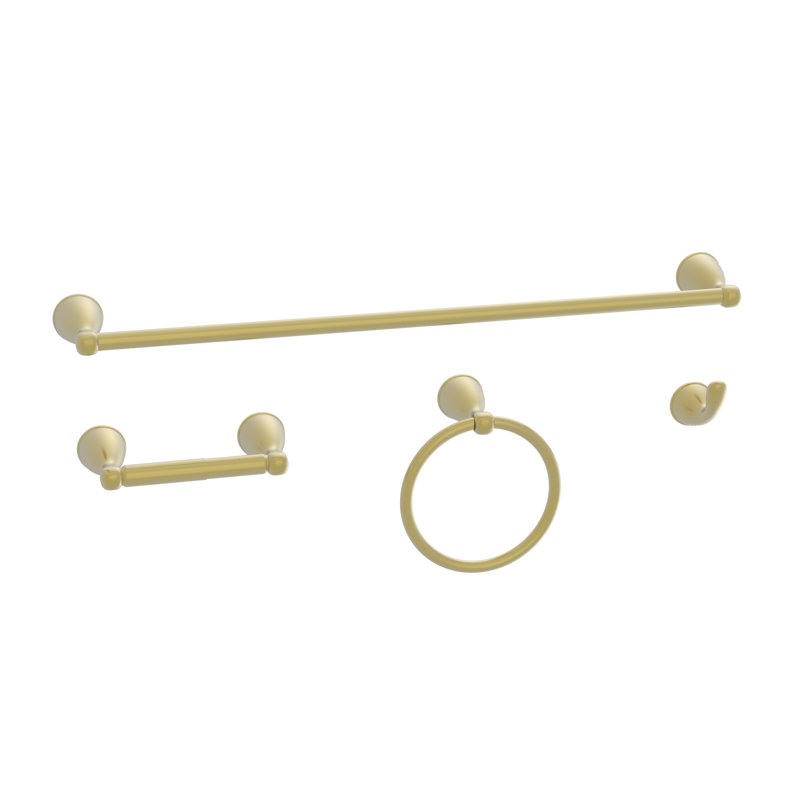 4 - Piece Bathroom Hardware Set, Matte Gold