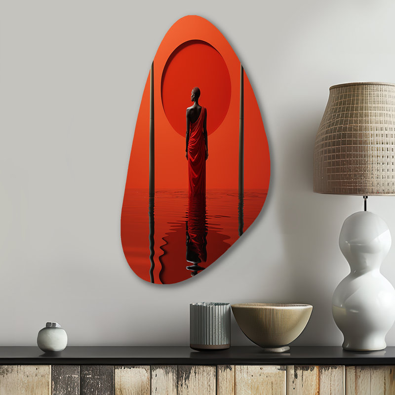 Tribu africaine, reflets himba I - décoration murale tribale africaine en forme d'automne irrégulière, H 31 po x l 17 po