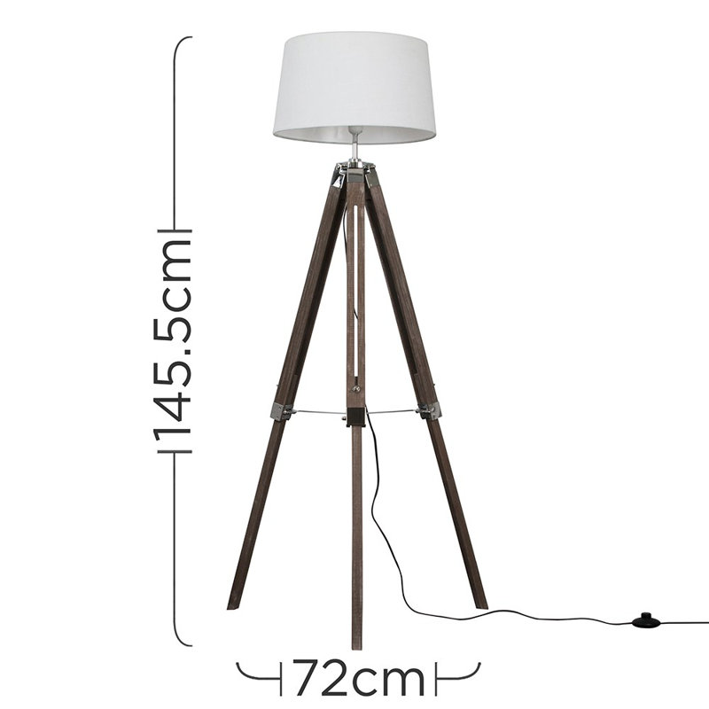 Bella Vista 145.5cm Tripod Floor Lamp, White, LED bulb