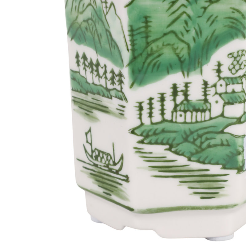 Bougie parfumée sauge et eucalyptus pour le salon - Décoration décorative en céramique chinoise pour bibliothèque, table basse ou chambre à coucher - 4 po
