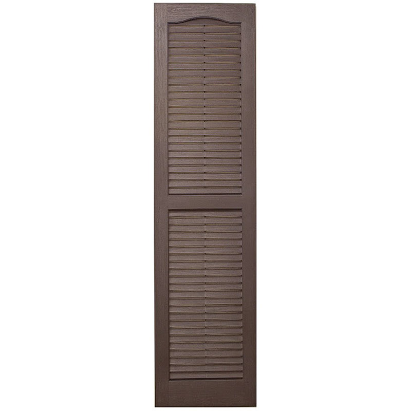 Volet cathédrale à persiennes standard, Chocolat, 43 po, 12 po