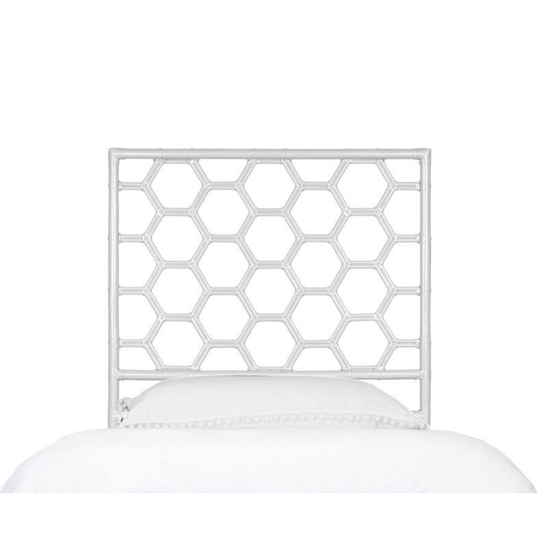 Tête de lit à structure ouverte en osier / rotin Honeycomb, Blanc, Simple