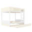 Lit superposé double avec lit gigogne, lit superposé en bois pour enfants avec bibliothèque et garde-corps de sécurité, blanc et beige-667516533-667516538