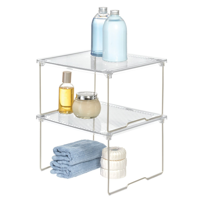 Stackable Cabinet Shelf Organizer - 2-Tier Cabinet Riser Bathroom Storage - Holds Bottles, Jars, and Storage Bins