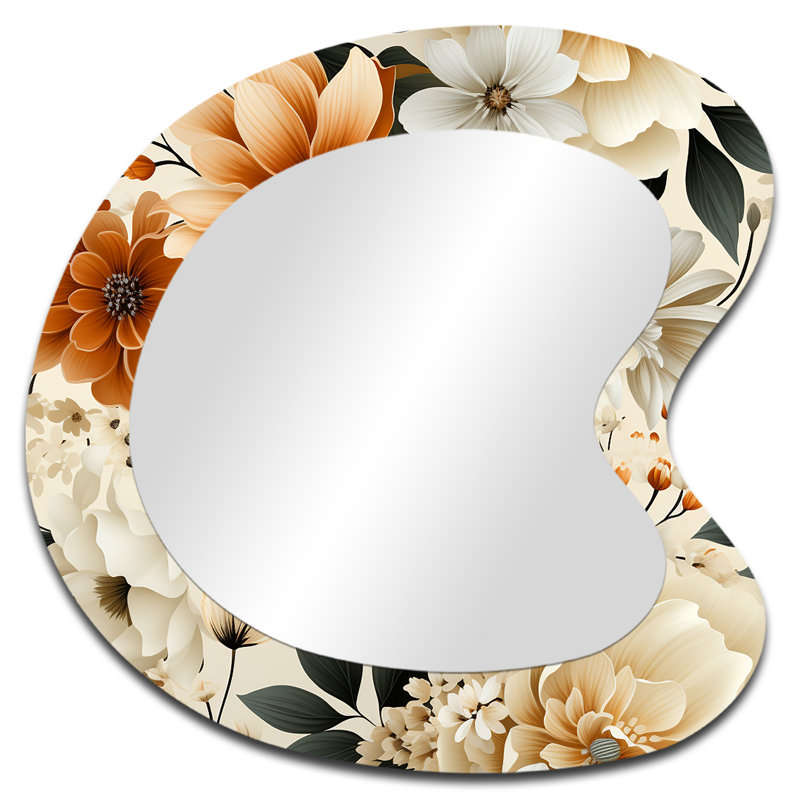 Motif de fleurs d'automne chalet - miroir mural décoratif de forme unique floral, 27 po x 27 po