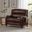 Fauteuil inclinable manuel en similicuir de 127 cm de large, fauteuil d'appoint capitonné, canapé une place pour salon et chambre, couleur noyer