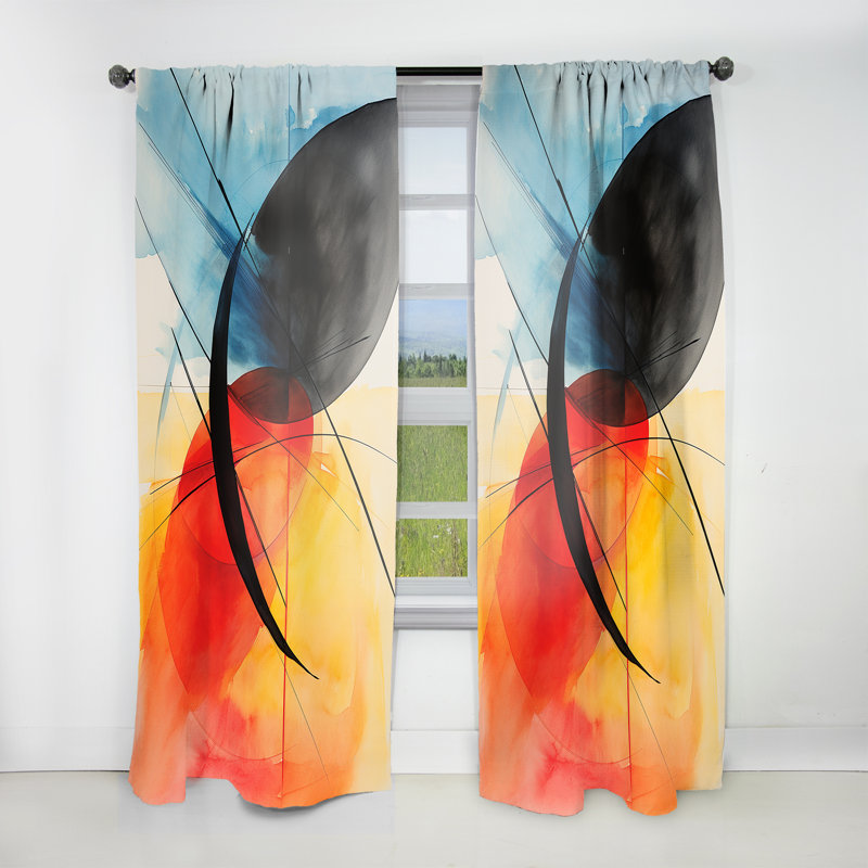 Anciaux - Abstract Curtain - Room Darkening Geometric Curtain - 1 Panels, 52" W x 84" L