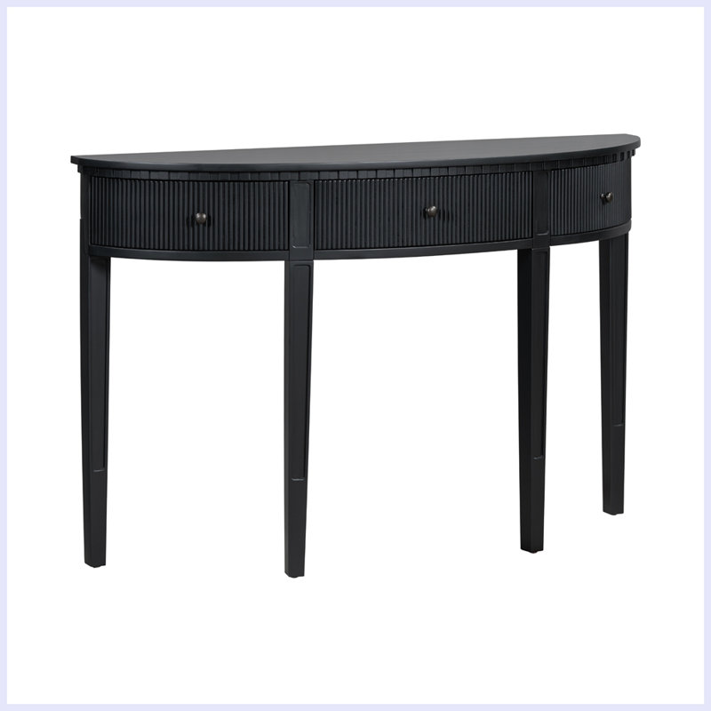 Console moderne avec façades de tiroir à rayures verticales et quatre pieds, Noir, noir, noir, noir