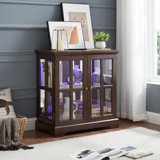 Exquisite Retro Display Cabinet with Adjustable Shelves and Lattice Doors