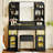 43.2" Vanity Desk With LED Mirror And Lights, Glass Top Vanity With RGB Glass Light Cabinets, Dressing Table With 3 Drawers ,Storage Shelves And Stool For Bedroom, Black-228791986