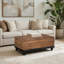 Table basse Jinu de 122 cm avec plateau en feuille de bananier tressée brun naturel,