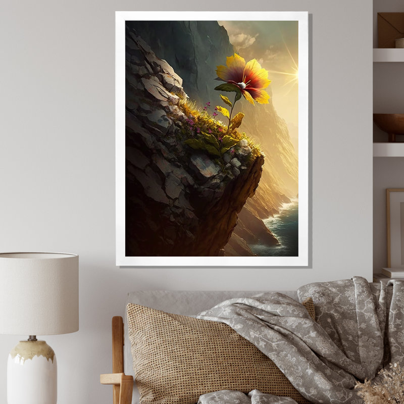«Blooming Dahlia Mountain Flower» sur toile, H 32 po x l 24 po x P 1 po, Cadre simple blanc