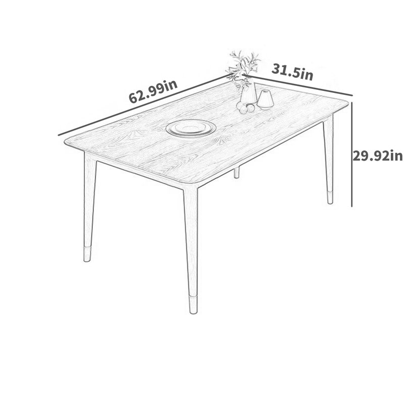 Chavaree Ash Solid Wood Top Dining Table, 31.5" W x 62.99" L