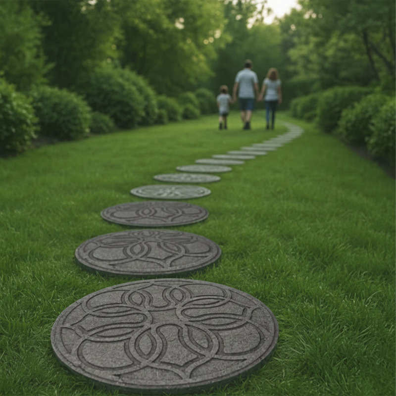  4 Pack 18"x22" Natural Rock Stepping Stones for Walkways, Grey, Pendant