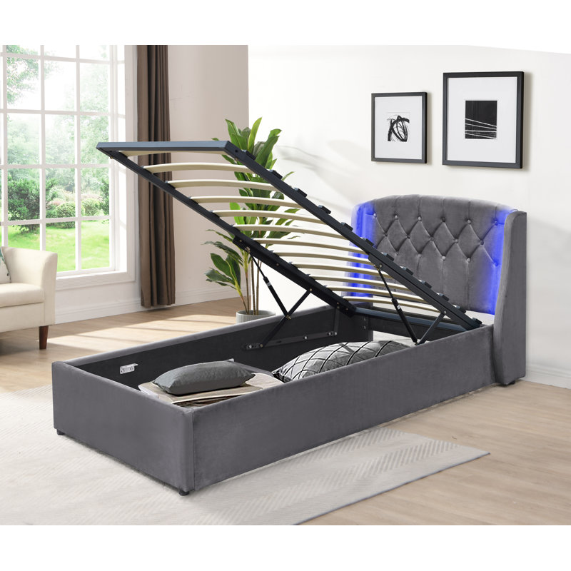 Aavni Upholstered Ottoman Storage Bed, Grey