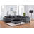 Trey 115"W Gray Chenille Sectional Sofa With Adjustable Backrest, Charging Ports, Pockets, Tufting, Storage Ottoman, Throw Pillows