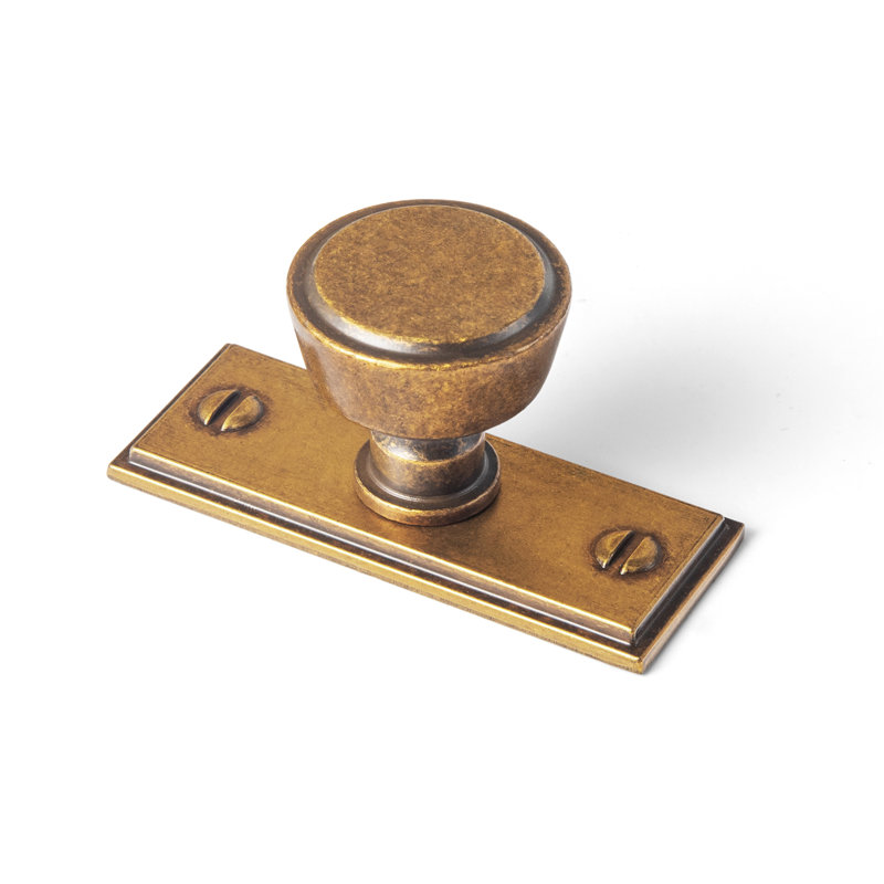 Poignée champignon 1,23 po de diamètre avec plaque arrière (G015), Laiton antique