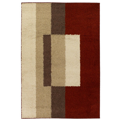 Tyris Machine Made Red Brown Geometric Polypropylene Indoor Area Rug