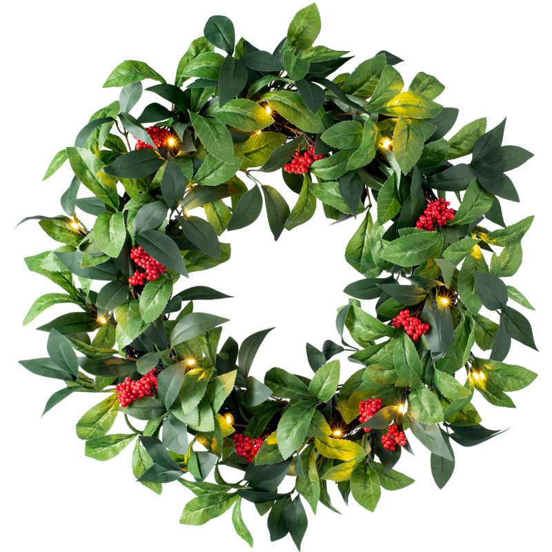 Faux Lighted Berry 61cm Wreath