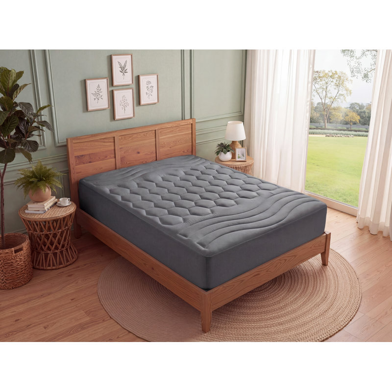 Bedsure Mattress Pad - Quilted Fitted Mattress Topper Protector, Noiseless Breathable Bed Cover Padded, Gray, Short Queen