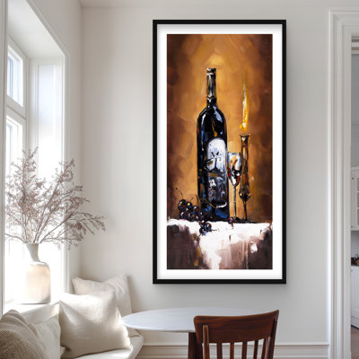 «Candlelit Wine - Still Life Food», reproduction encadrée
