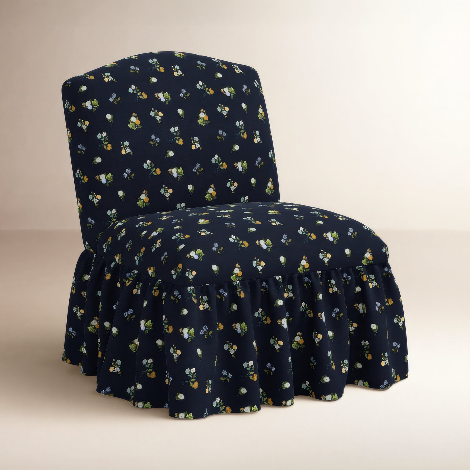 Edie Slipper Chair, Ditsy Dahlia Navy