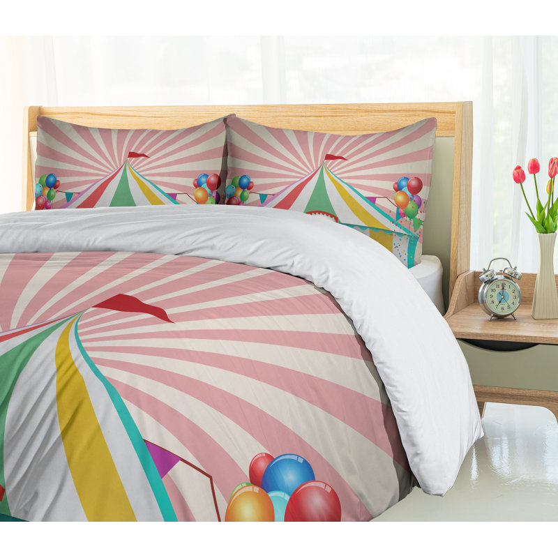 Multicolor Circus Tent Queen Size Microfiber Duvet Cover Set