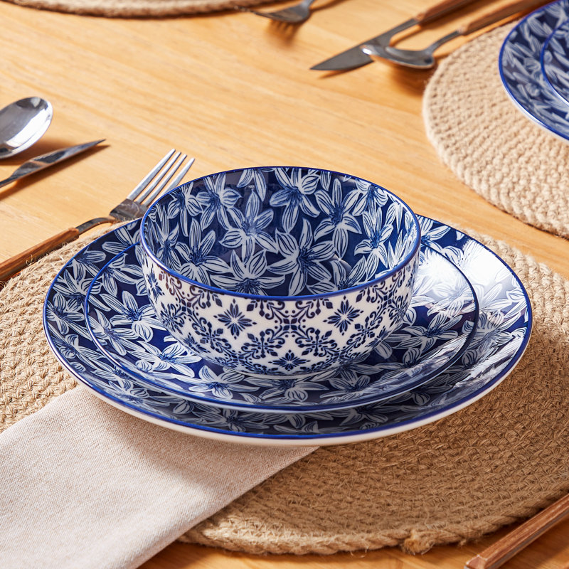 Piece Porcelain China Dinnerware Set - Service for 4, White Orchid