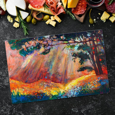 Meila Tempered Glass Meadow Trees Chopping Board