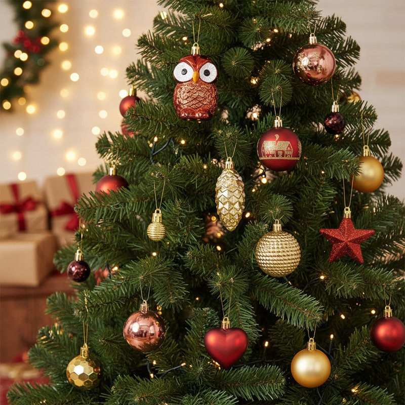 Ensemble de 72 boules de Noël en plastique avec boules de Noël suspendues multicolores