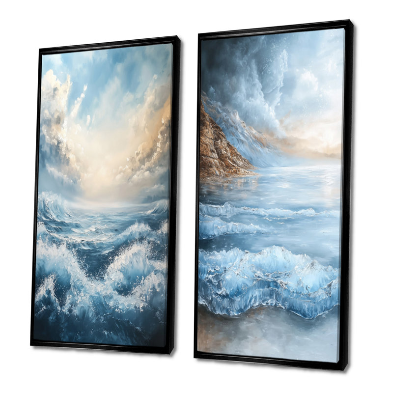 Parallel Beach of Abstract Coastal Landscape I - Collection d'art mural abstrait 2 pièces, H 28 po x l 25 po