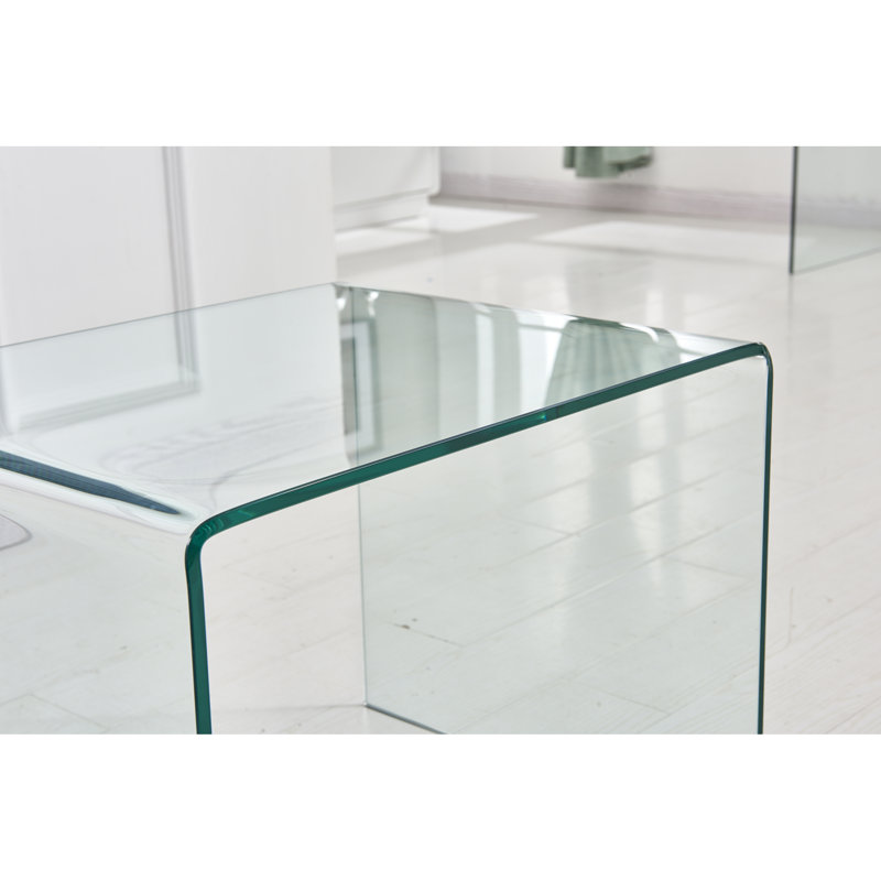 Élégante table de bout en verre trempé transparent pour les espaces modernes