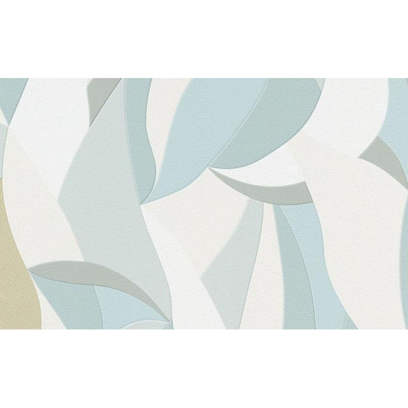 Papier peint texturé, Vert / Bleu / Blanc