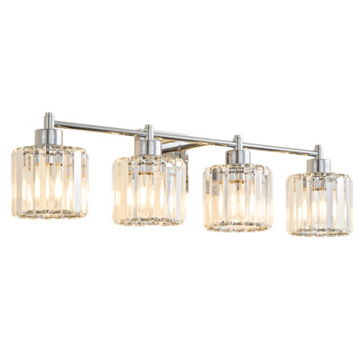 Berto 3 - Light Dimmable Bathroom Vanity Light With Crystal Shade
