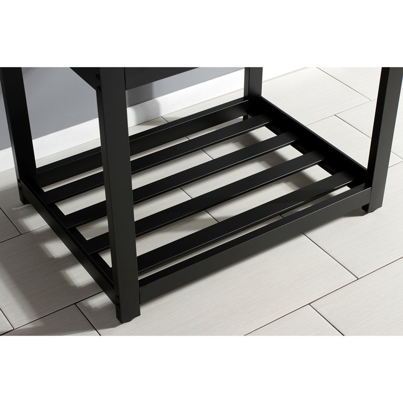 Kingston Brass Kingston Commercial 31-Inch Stainless Steel Console Sink with Steel Base (8-Inch, 3-Hole), Matte Black