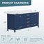 Meuble-lavabo autoportant Cholena de 72 pouces avec lavabo double