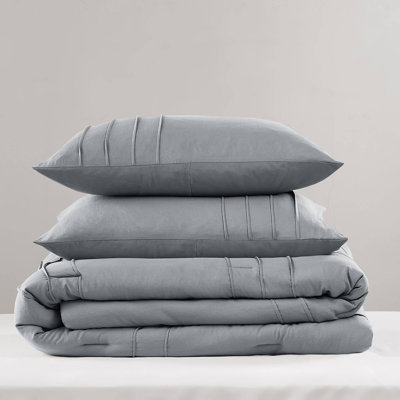 Soft Washed Microfiber Bedding Sets, Twin/twin Xl Comforter With Pleated Design For Modern Bedroom