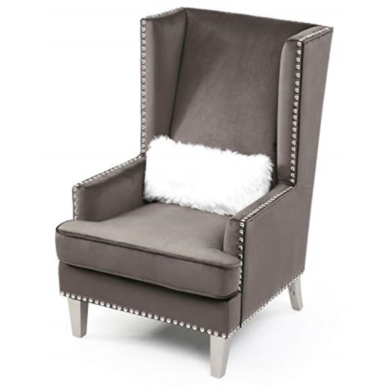 Fauteuil d'appoint Elliot Glory Furniture Wilshire, Velours gris velours