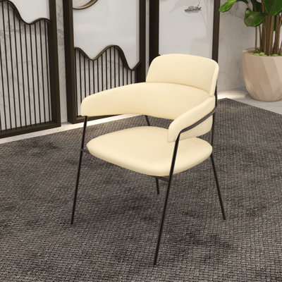 Chaise de salle à manger rembourrée avec pieds en acier inoxydable thermolaqué Wainaku
