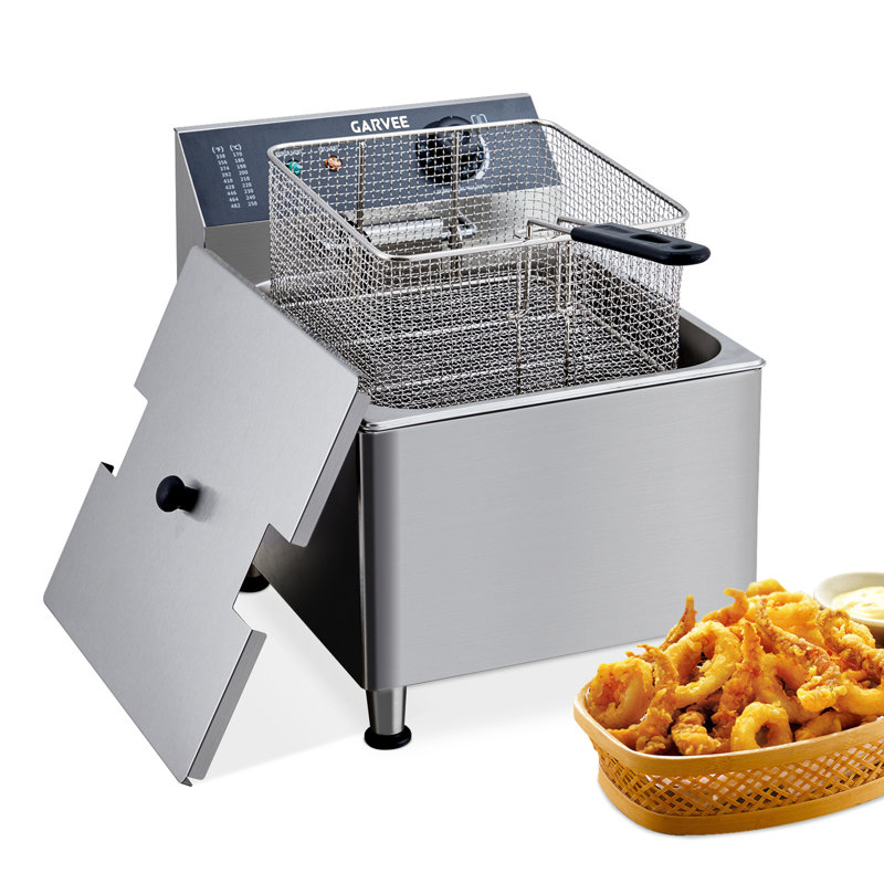 1700W Commercial Electric Deep Fryer 11L Detachable Stainless Steel Heating Element & Oil Drain Valve with Overheat Protection for Home & Restaurant