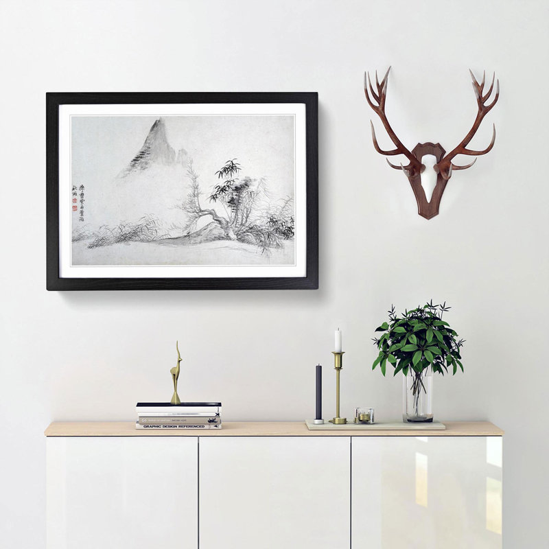 Landscape Vol.5 by Yun Shouping - Picture Frame Drawing Print, 48cm H x 65cm W x 2cm D, Black Framed