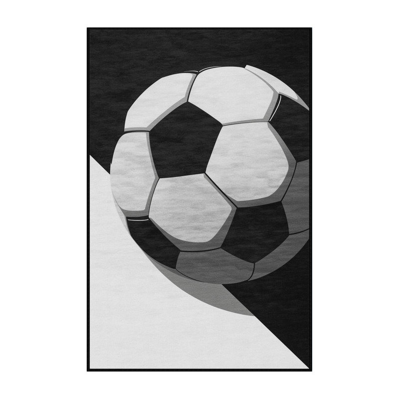Machine Washable Medford Soccer Ball Modern & Contemporary Geometric Rug in Green – Black Binding, 5x7